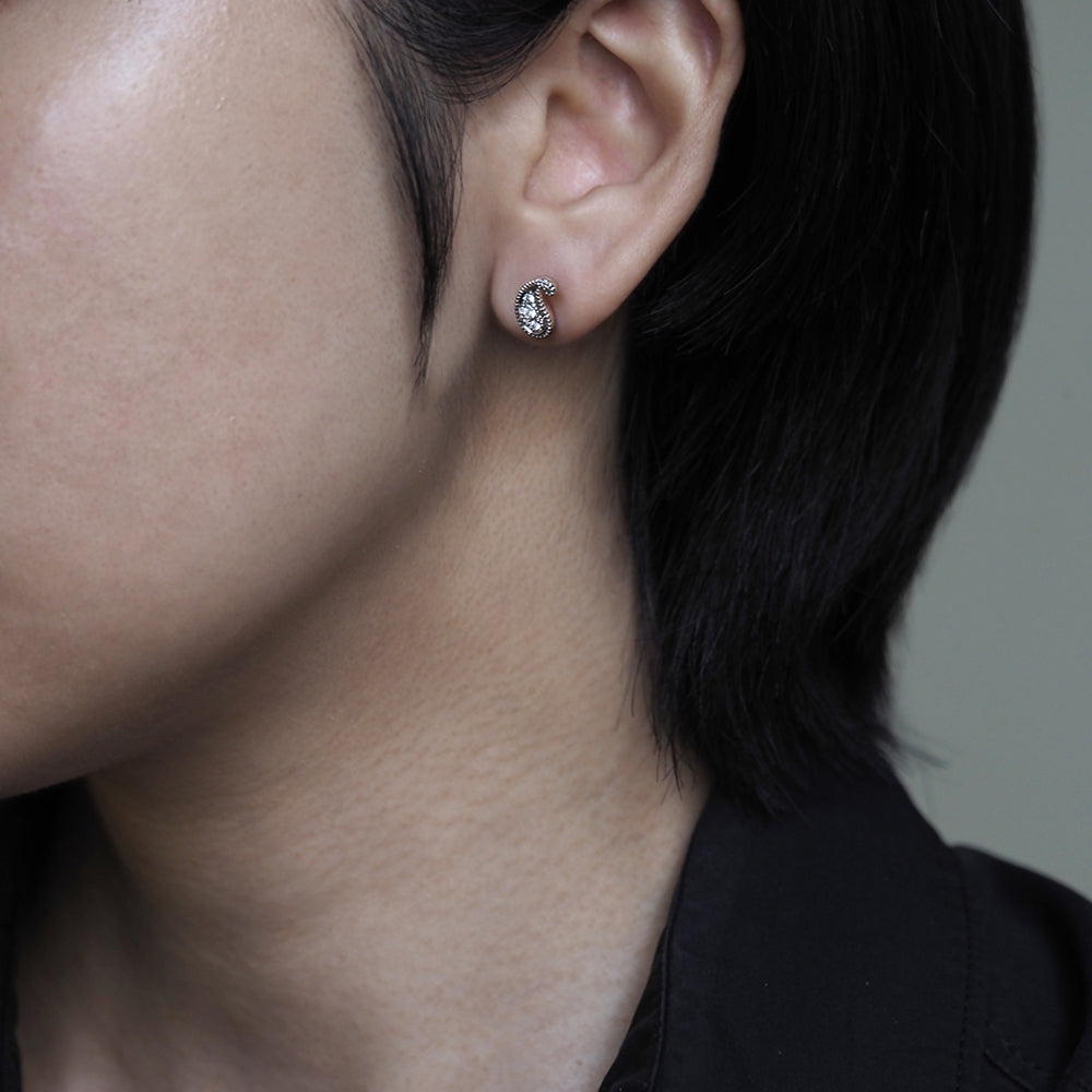 ミルグレイン ピアス ペイズリー ダイヤモンド(片耳)PAE-2