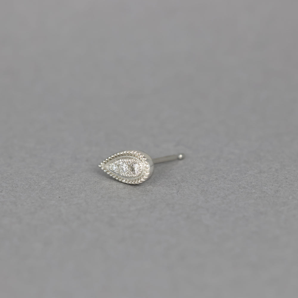 ミルグレイン ピアス ペアシェイプ ダイヤモンド(片耳)PAE-6