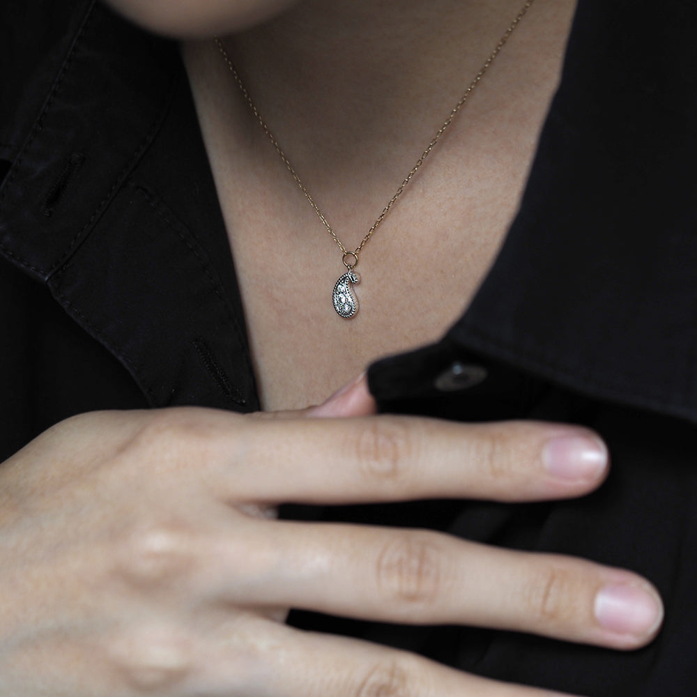 ミルグレイン ネックレス ペイズリー ダイヤモンド PAN-7