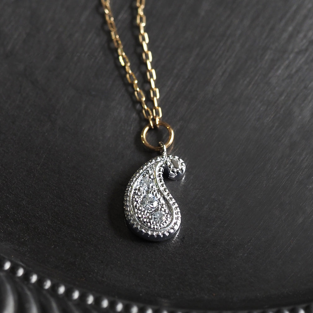 ミルグレイン ネックレス ペイズリー ダイヤモンド PAN-7