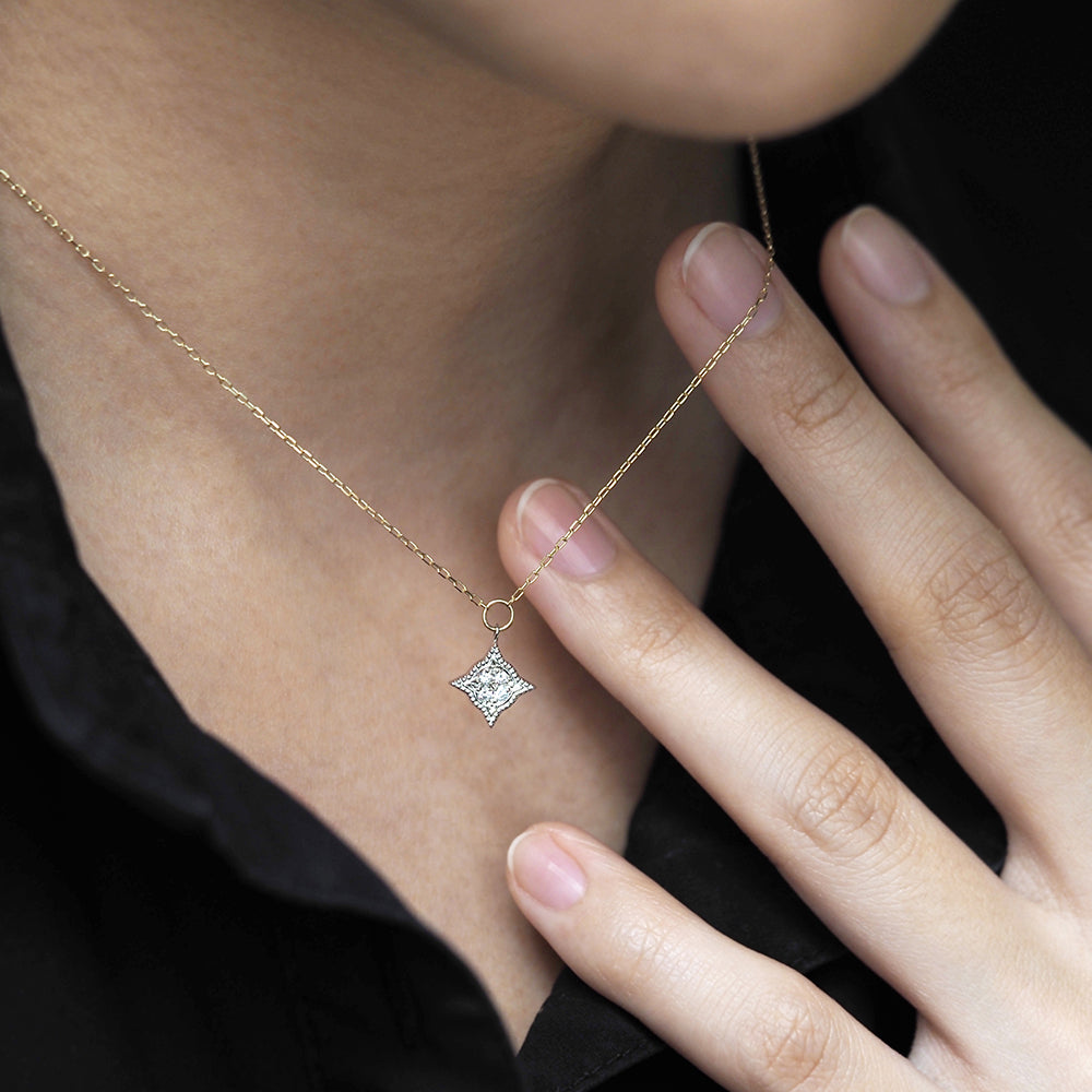 ミルグレイン ネックレス スター ダイヤモンド PAN-8