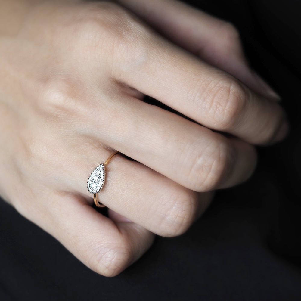 ミルグレイン リング ペアシェイプ ダイヤモンド PAR-17