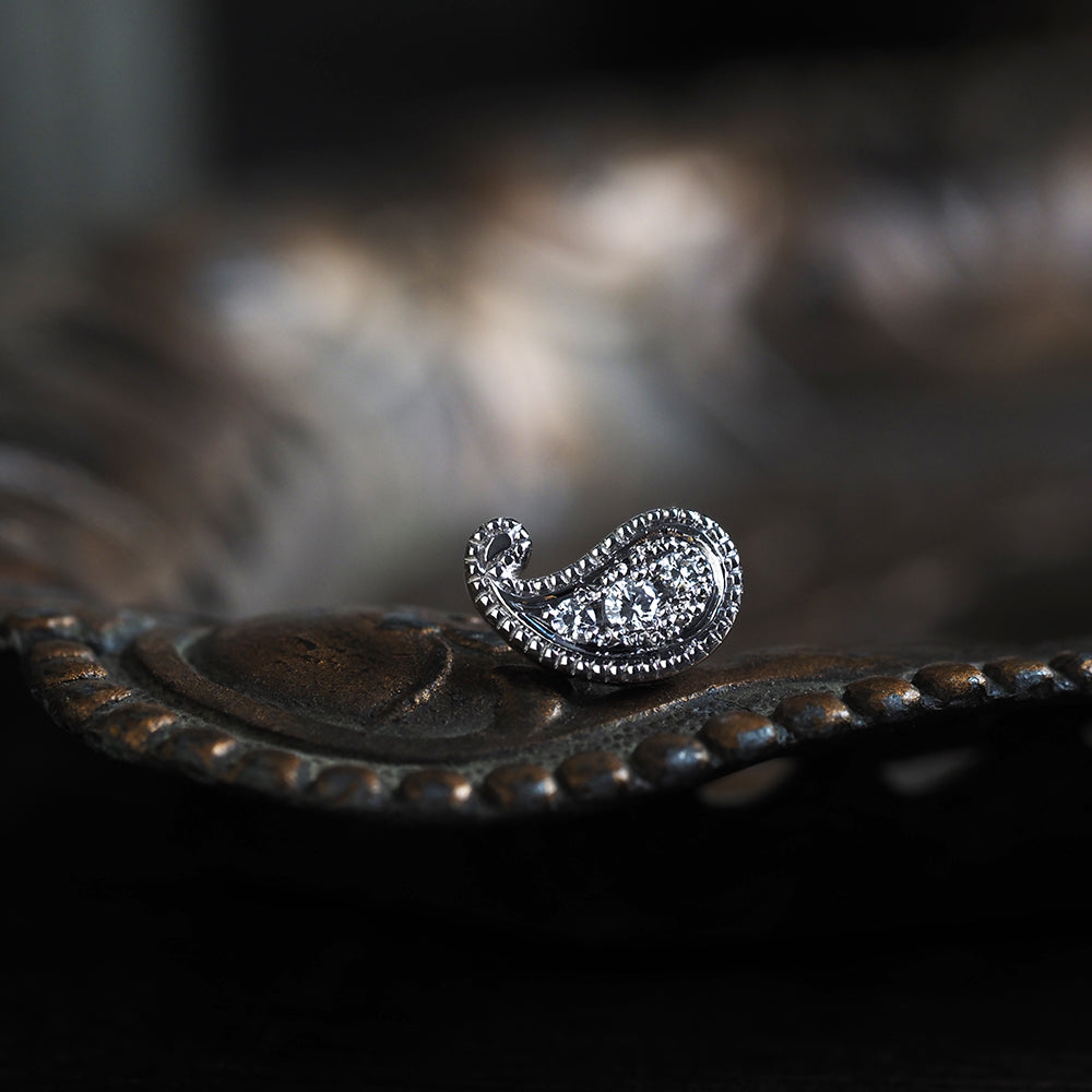 ミルグレイン ピアス ペイズリー ダイヤモンド（片耳）PAE-2