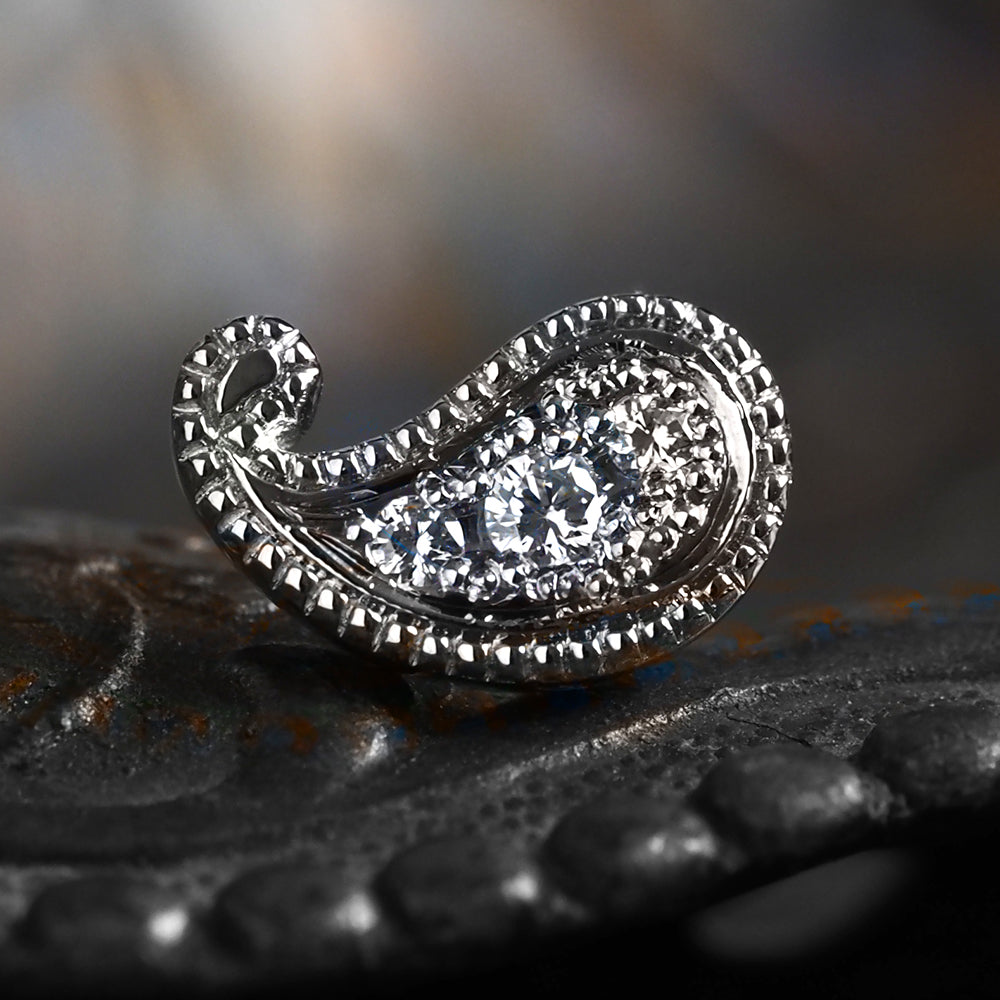 ミルグレイン ピアス ペイズリー ダイヤモンド（片耳）PAE-2