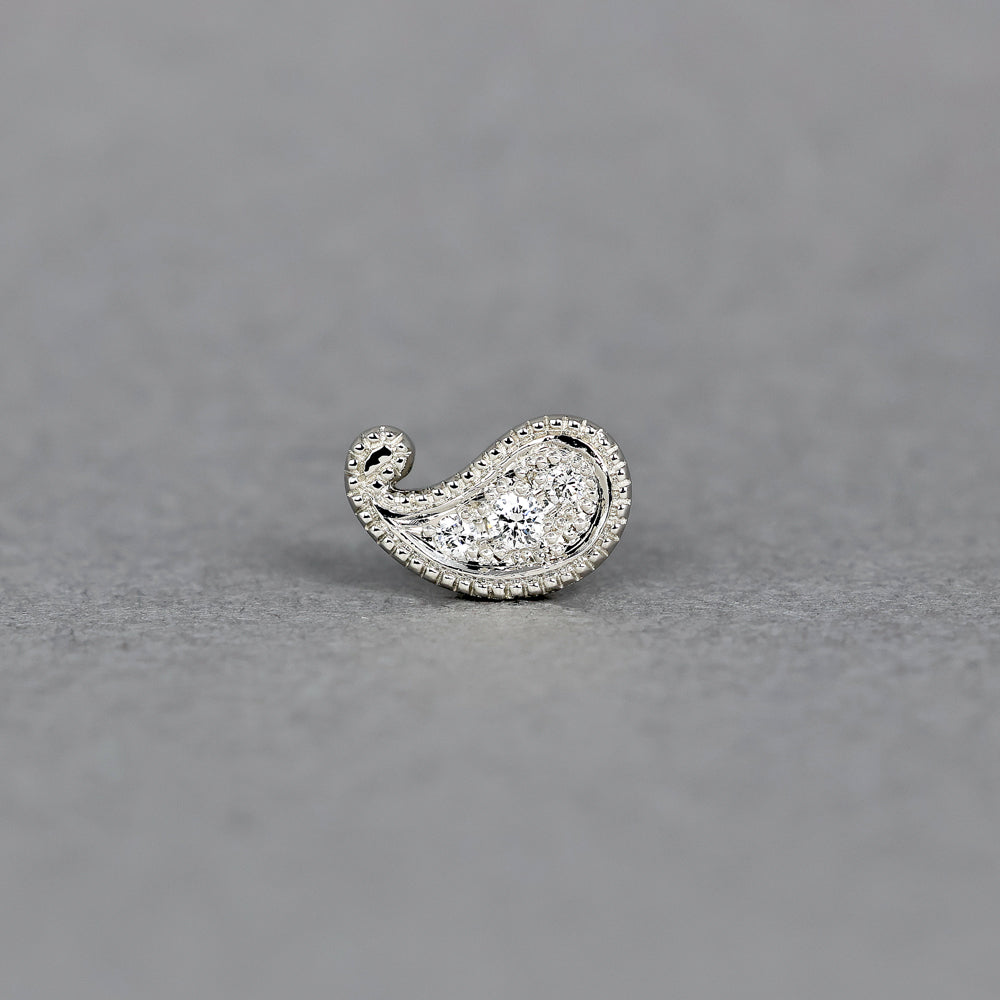 ミルグレイン ピアス ペイズリー ダイヤモンド（片耳）PAE-2