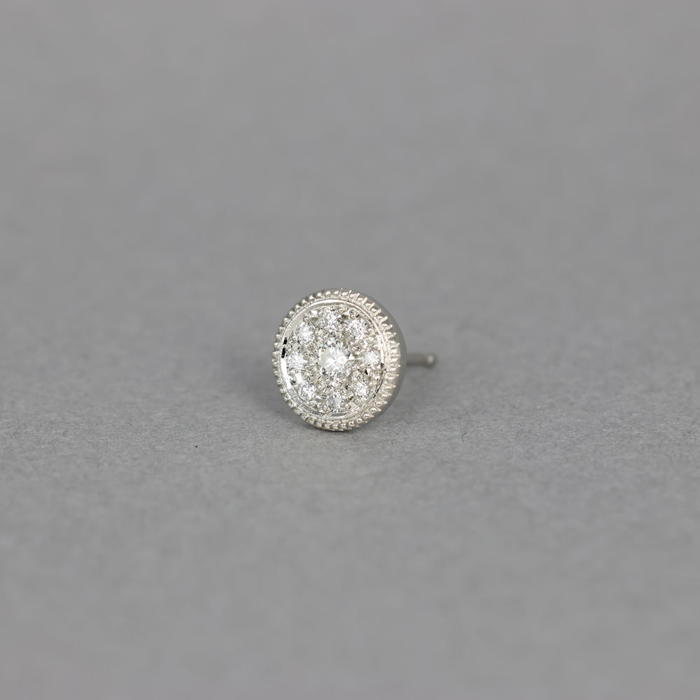 ミルグレイン ピアス ラウンド ダイヤモンド（片耳）PAE-4