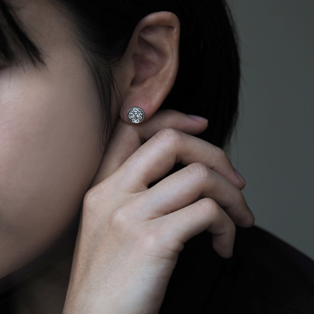 ミルグレイン ピアス ラウンド ダイヤモンド（片耳）PAE-4