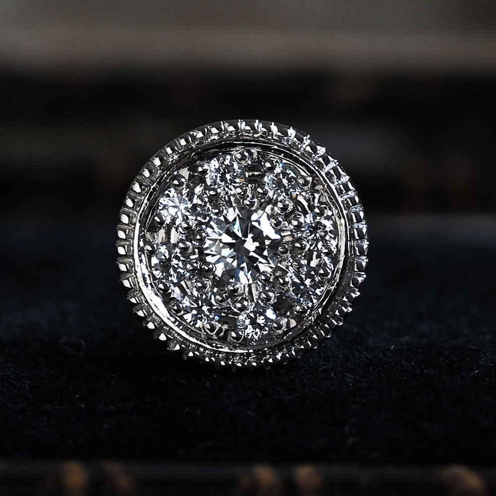 ミルグレイン ピアス ラウンド ダイヤモンド（片耳）PAE-4