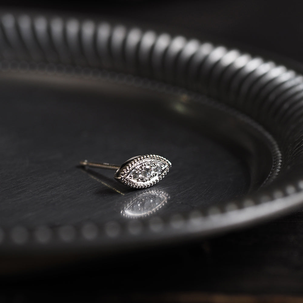 ミルグレイン ピアス マーキース ダイヤモンド（片耳）PAE-5