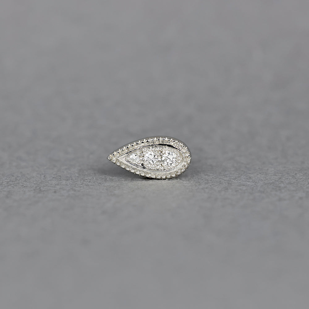 ミルグレイン ピアス ペアシェイプ ダイヤモンド（片耳）PAE-6