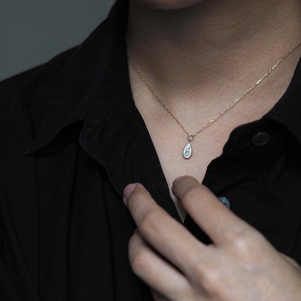 ミルグレイン ネックレス ペアシェイプ ダイヤモンド PAN-11