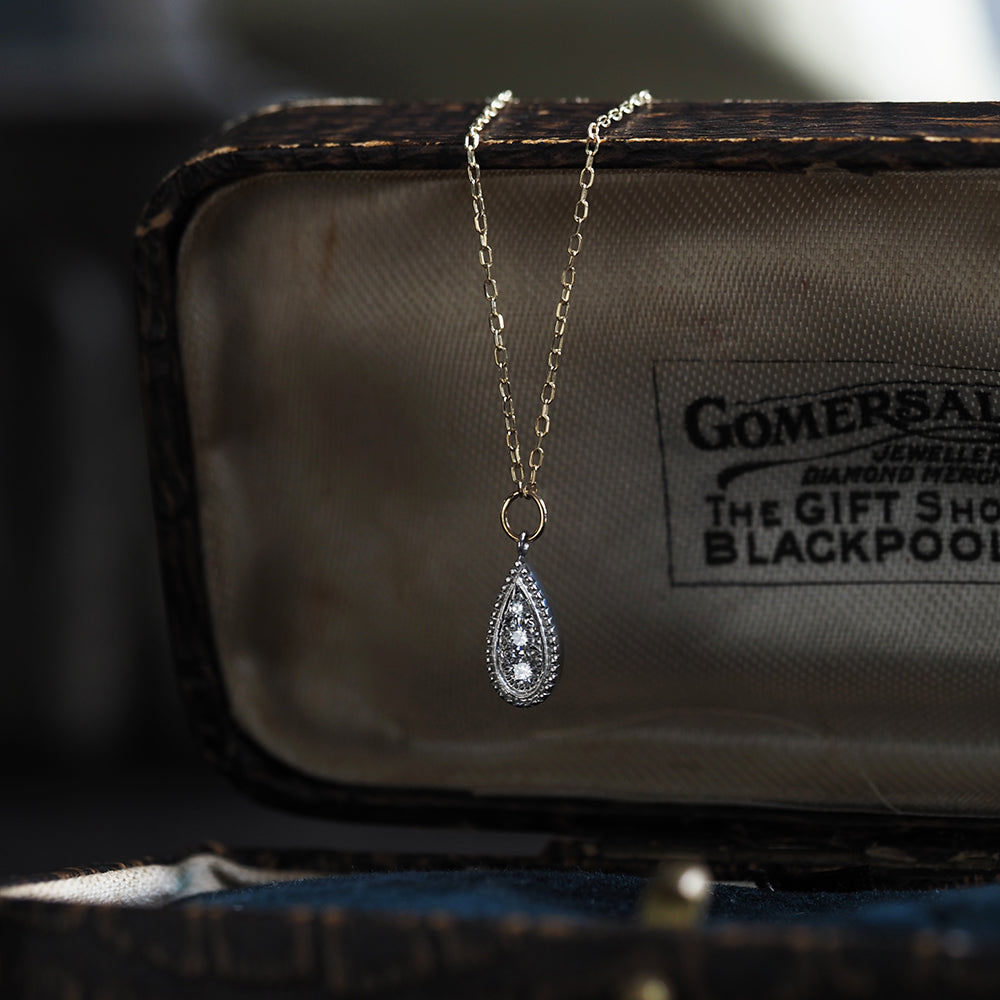 ミルグレイン ネックレス ペアシェイプ ダイヤモンド PAN-11