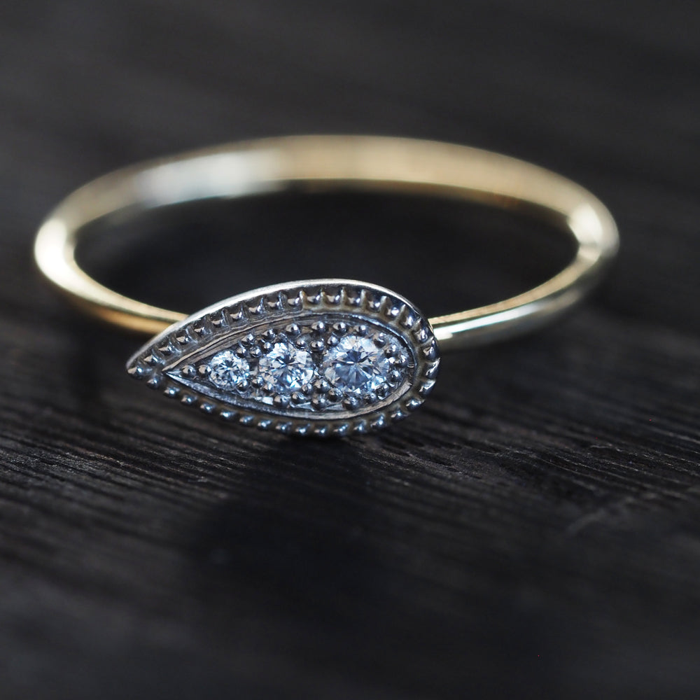 ミルグレイン リング ペアシェイプ ダイヤモンド PAR-17