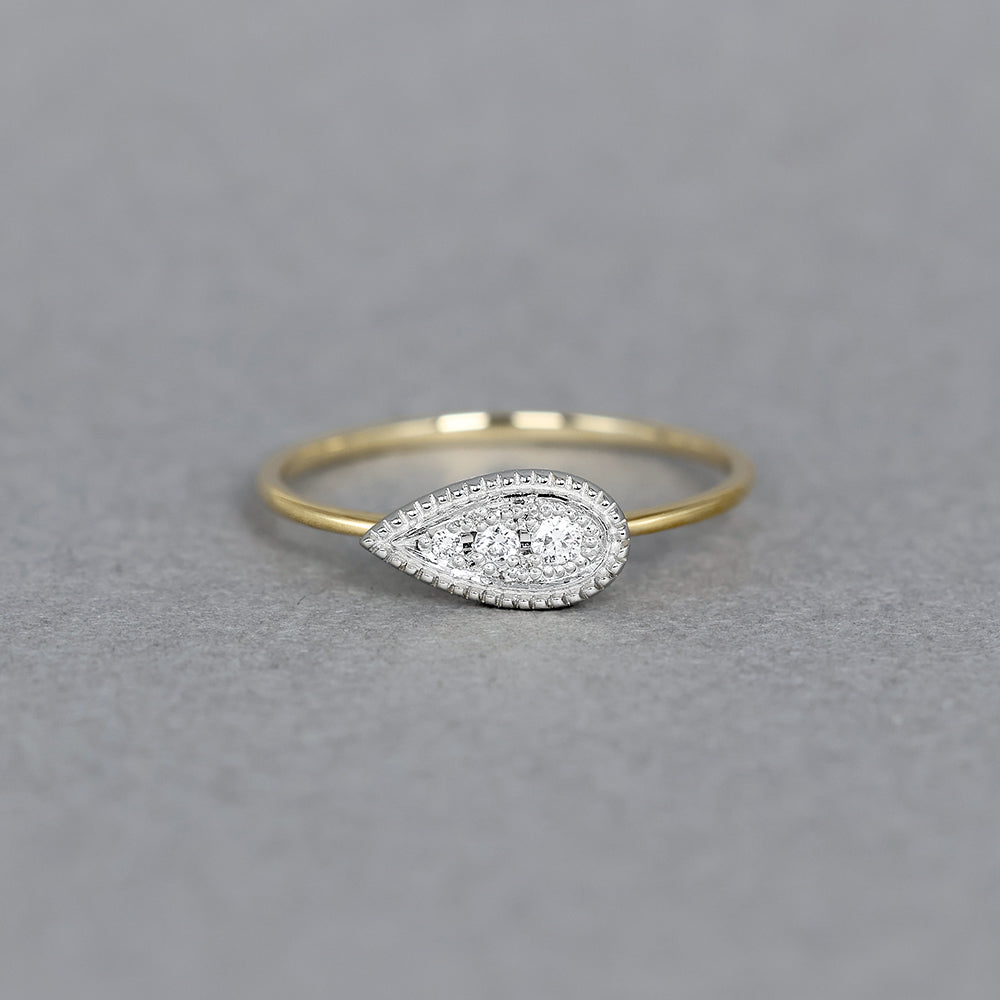 ミルグレイン リング ペアシェイプ ダイヤモンド PAR-17