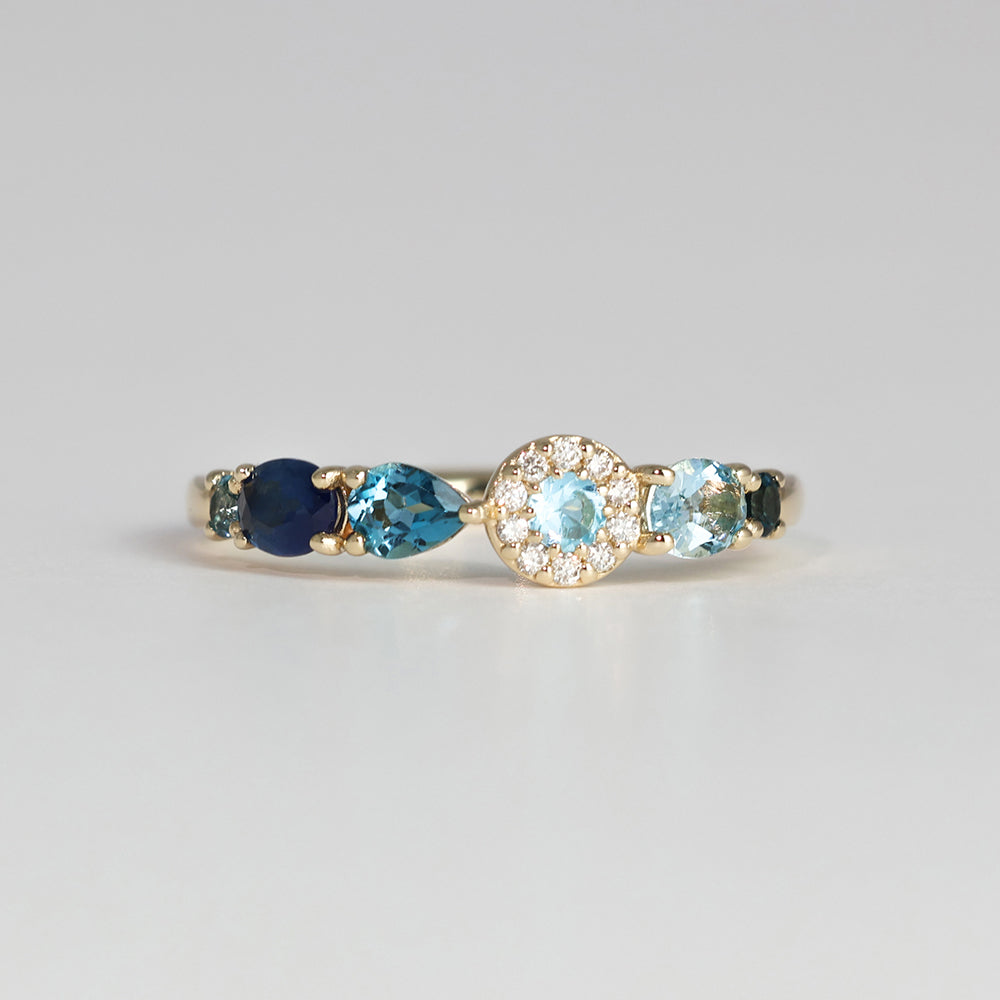極美品✨Parcelle Jewelry サファイアルーチェリング 11号 指輪 K18/Pt「サファイア ヌード」チェーンリング｜【オレフィーチェ】Orefice