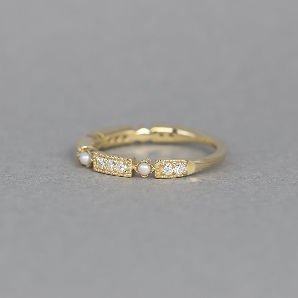 ミルゴシック ペルル リング レクタングル パール＆ダイヤモンド PCL-86