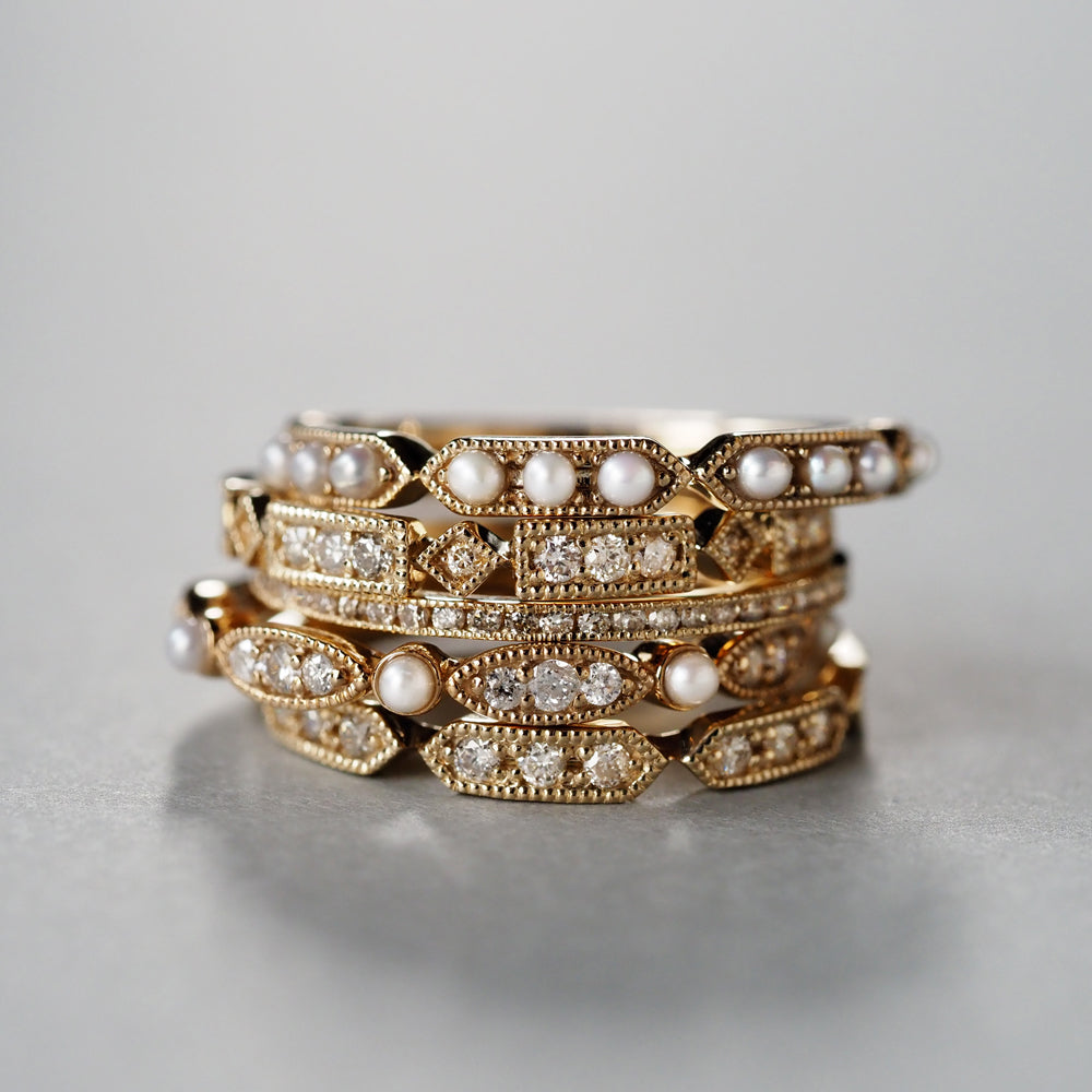 ミルゴシック ペルル リング レクタングル パール＆ダイヤモンド PCL-86