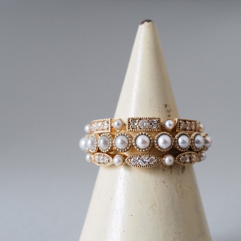 ミルゴシック ペルル リング レクタングル パール＆ダイヤモンド PCL-86