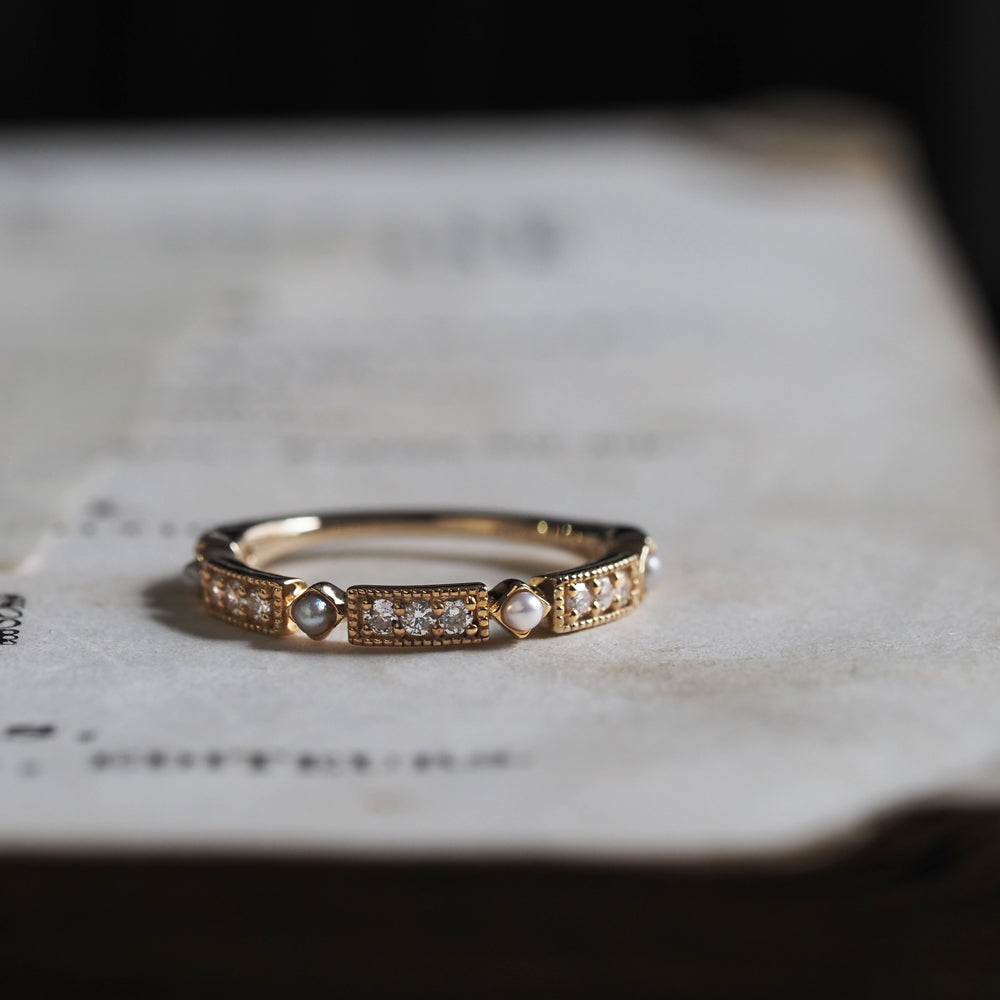 ミルゴシック ペルル リング レクタングル パール＆ダイヤモンド PCL-86