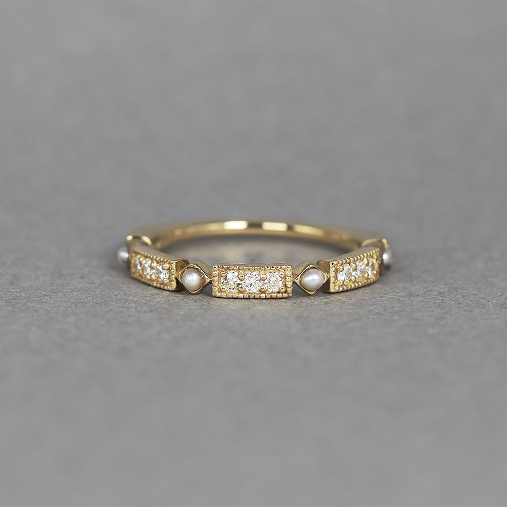 ミルゴシック ペルル リング レクタングル パール＆ダイヤモンド PCL-86