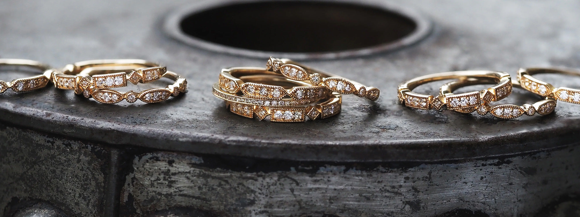 パーセルジュエリー タンザナイト ブラウンダイヤ ミルゴシックリング